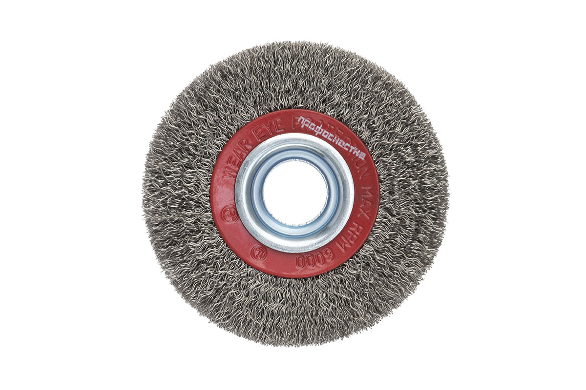 Щетка дисковая, гофрированная для заточных станков с адаптерами № 205 ПрофОснастка Мастер D200/25/32 (12,7-16-19-22-25 мм) RPM 4500 S 0,3