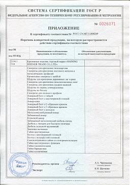 Сертификат на Дюбель для теплоизоляции с металлическим гвоздем 2